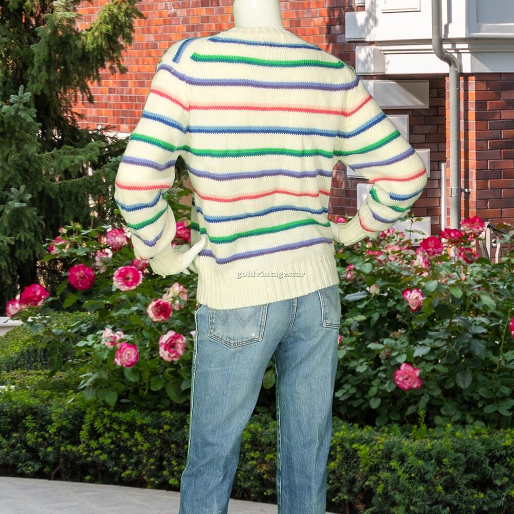 Vintage Collections Striped Rainbow Pullover Jumper Sweater L